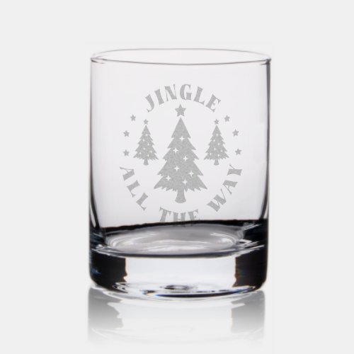 Jingle All The Way Festive Christmas Holidays Rocks Glass