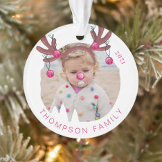 Jingle All The Way Fun Photo Reindeer Antler Bells Ornament at Zazzle