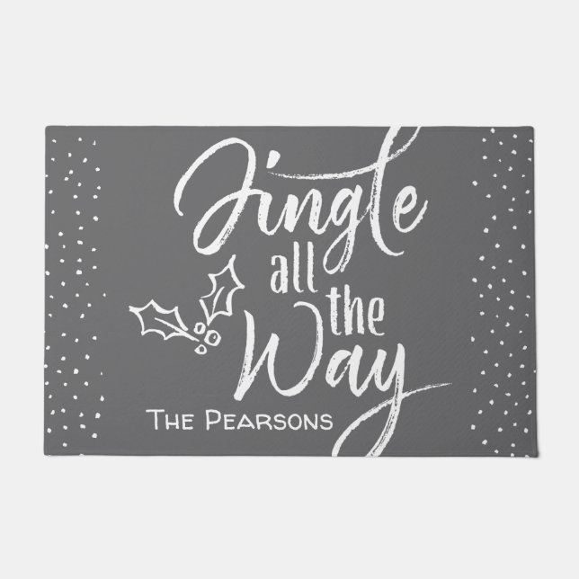 Jingle All the Way - Personalized Christmas Doormat (Front)
