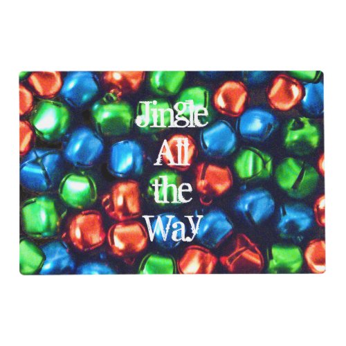 Jingle All the Way Red Green and Blue Bell Placemat