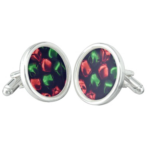 Jingle All the Way Red  Green Jingle Bell Cufflinks