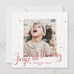 Jingle All The Way Red Snowflake 2 Photo Holiday Card