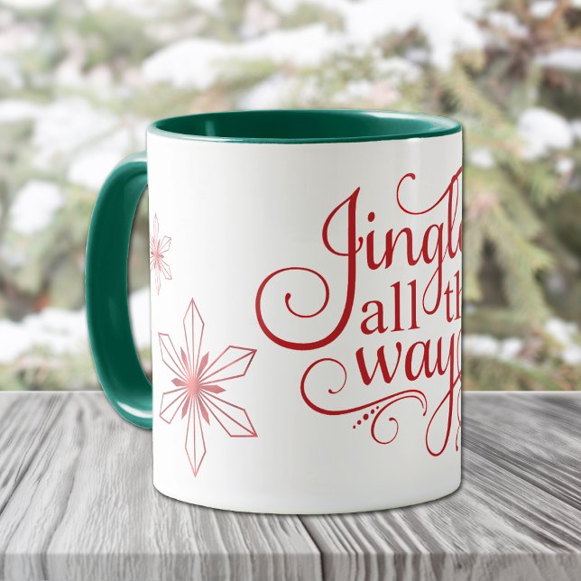 Jingle All the Way Red Snowflake Christmas Mug (Creator Uploaded)