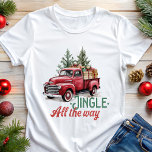 Jingle All The Way Red Truck Christmas Tri-Blend Shirt<br><div class="desc">Celebrate the holiday season with this charming vintage-inspired design featuring a festive red truck carrying Christmas trees and gifts. The timeless message, "Jingle All The Way, " adds a nostalgic touch, making this shirt perfect for spreading holiday cheer. Whether you're attending a Christmas party or simply enjoying the cozy winter...</div>