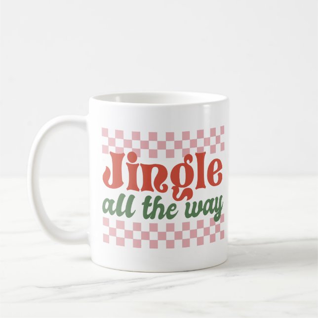 Jingle All The Way Retro Groovy Christmas Coffee Mug (Left)