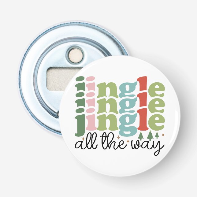 Jingle all the way Retro Groovy Christmas Holidays Bottle Opener (Front)