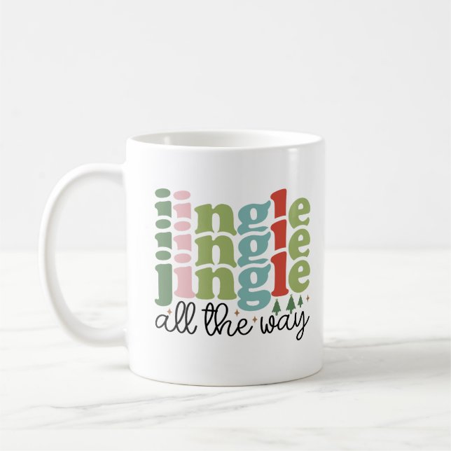 Jingle all the way Retro Groovy Christmas Holidays Coffee Mug (Left)