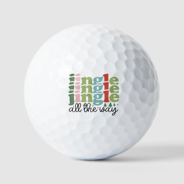 Jingle all the way Retro Groovy Christmas Holidays Golf Balls (Front)