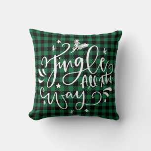 Jingle All the Way Rustic Buffalo Plaid Christmas  Throw Pillow