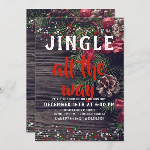 Jingle All the Way Rustic Holiday Party Invitation
