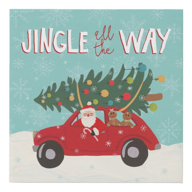 Jingle All The Way | Santa Car Faux Canvas Print (Front)
