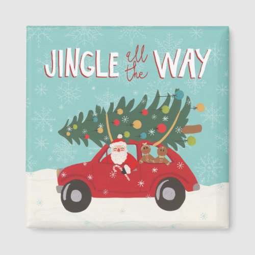 Jingle All The Way  Santa Car Magnet