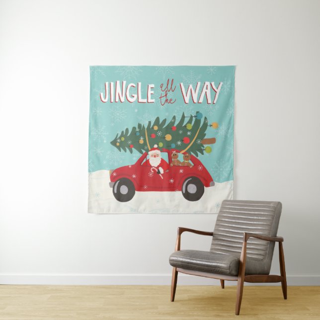 Jingle All The Way | Santa Car Tapestry (In Situ (Horizontal))
