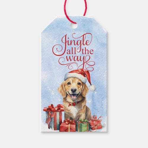 Jingle All the Way Two Cute Puppies Gift Tags
