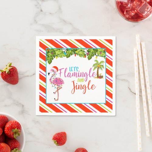 Jingle and Flamingle Christmas Party Napkins _ WH