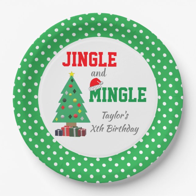 Jingle And Mingle Birthday Paper Plates (Front)