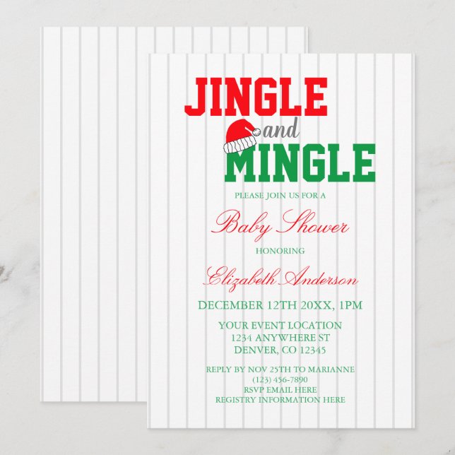 Jingle and Mingle Christmas Baby Shower Invitation (Front/Back)