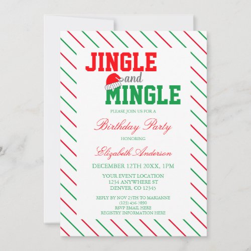 Jingle and Mingle Christmas Birthday Invitation