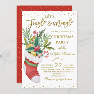 Jingle and Mingle Christmas Bouquet Sock Holiday Invitation