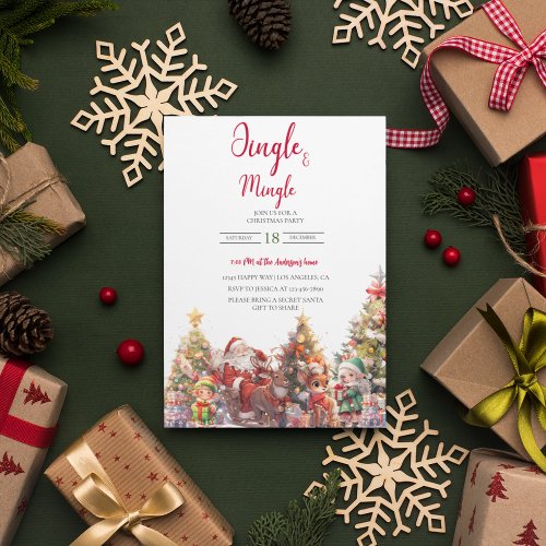 Jingle And Mingle Christmas Cocktail Party Holiday Card