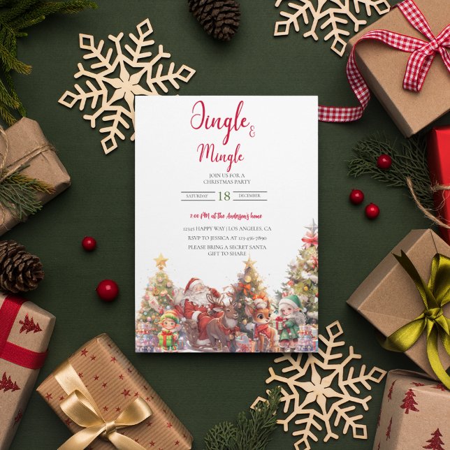 Jingle And Mingle Christmas Cocktail Party Holiday Card (Creator Uploaded)
