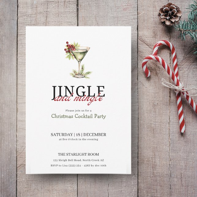 Jingle and mingle christmas cocktail party  invitation (Creator Uploaded)