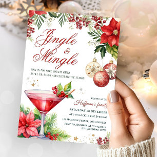 Jingle And Mingle Christmas Cocktail Party Invitation