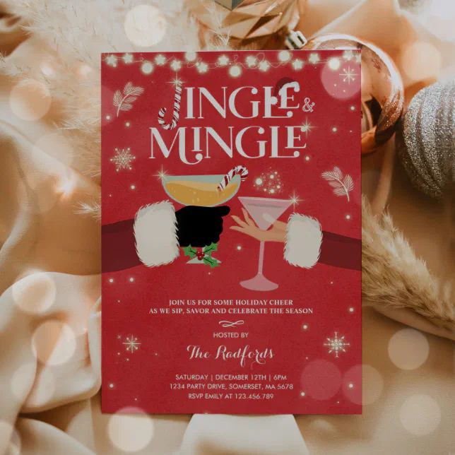 Jingle And Mingle Christmas Cocktail Party Invitation | Zazzle