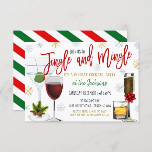 Jingle and Mingle Christmas Cocktail Party Invite