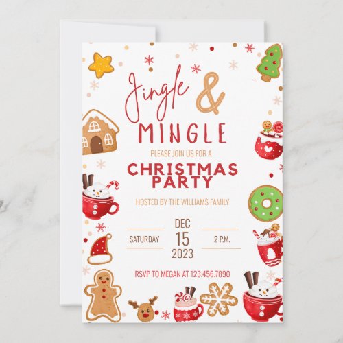 Jingle and Mingle Christmas Cookie Party Invitation