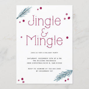 Jingle and Mingle Christmas Foliage Party Invitation