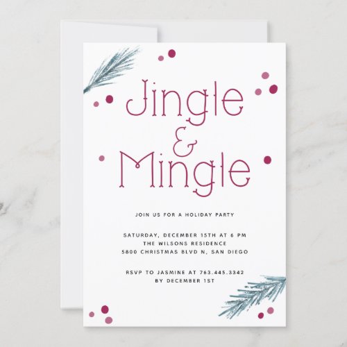 Jingle and Mingle Christmas Foliage Party Invitation