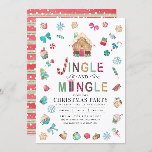 Jingle and Mingle Christmas Gingerbread Party Invitation