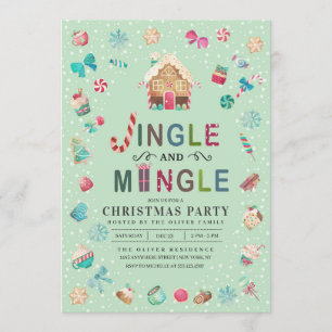Jingle and Mingle Christmas Gingerbread Party Invitation