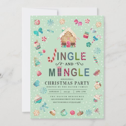 Jingle and Mingle Christmas Gingerbread Party Invitation