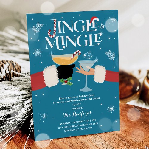 Jingle And Mingle Christmas Holiday Cocktail Party Invitation