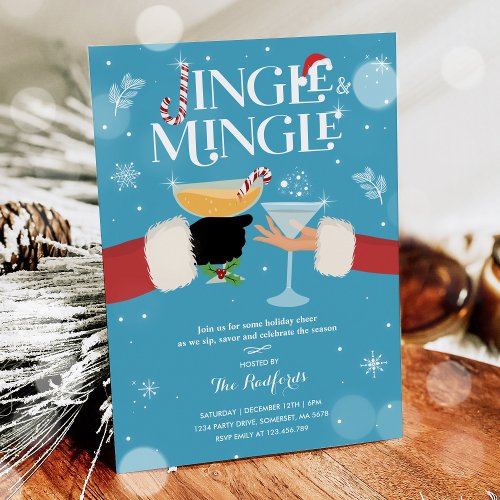 Jingle And Mingle Christmas Holiday Cocktail Party Invitation