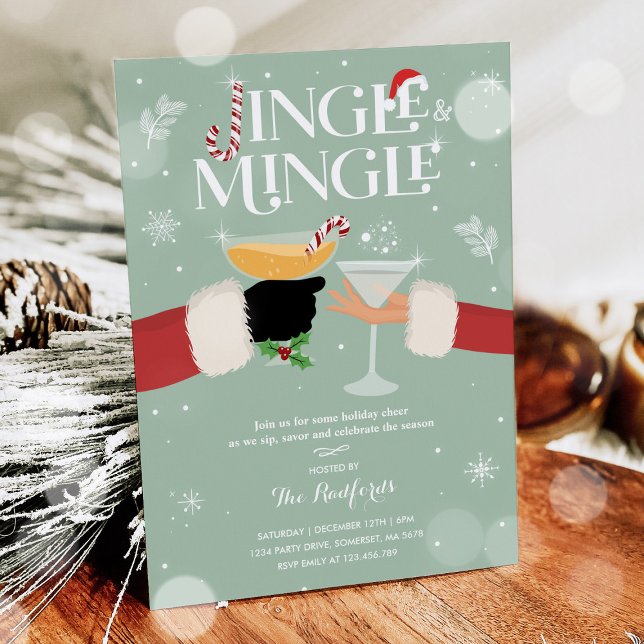 Jingle And Mingle Christmas Holiday Cocktail Party Invitation (Creator Uploaded)