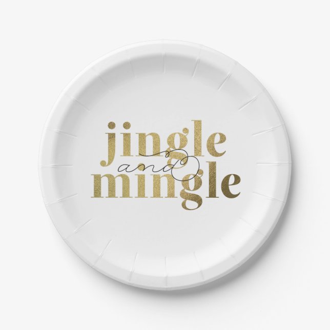 Jingle and Mingle Christmas Holiday Party Paper Plates (Front)