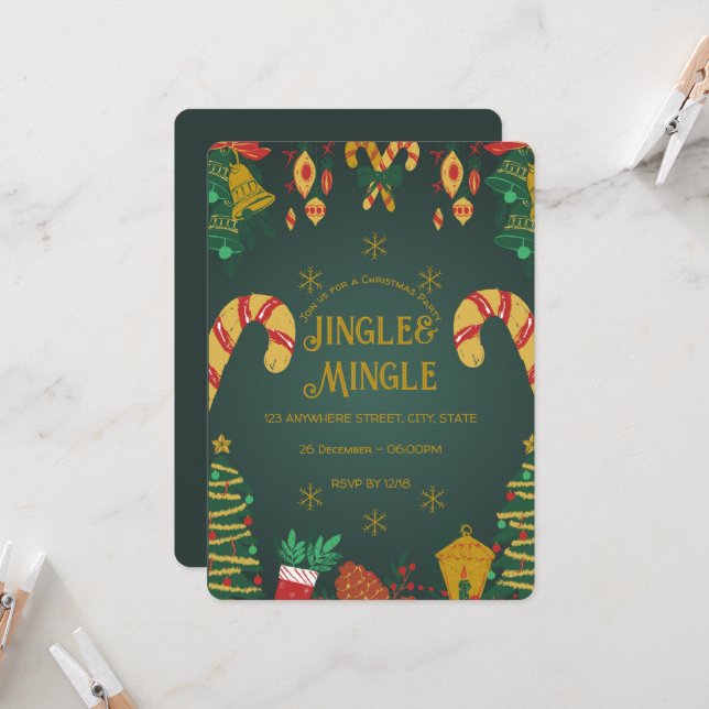 Jingle and Mingle Christmas invitation  (Front/Back In Situ)