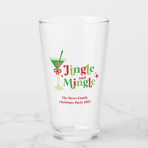 Jingle and Mingle Christmas Party Glass