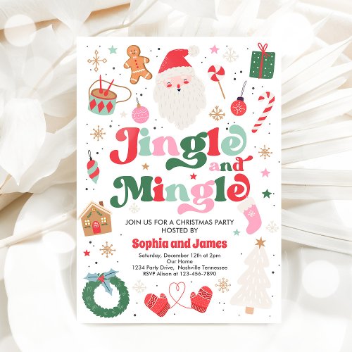 Jingle And Mingle Christmas Party Holiday Party Invitation