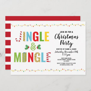Jingle and Mingle Christmas Party Holly Holidays Invitation