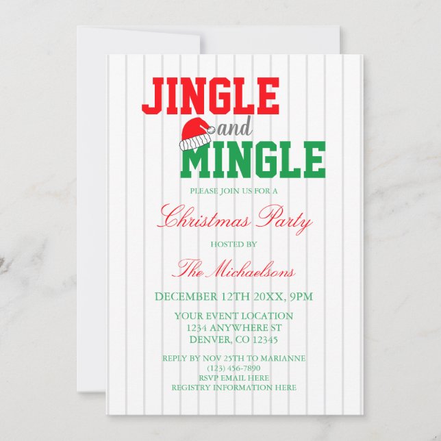 Jingle and Mingle Christmas Party Invitation (Front)