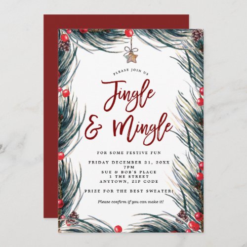 jingle and mingle christmas party invitation