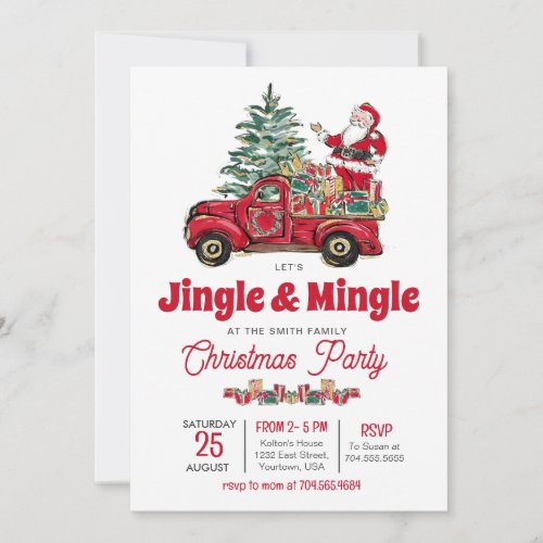 Jingle and Mingle Christmas Party Invitation 