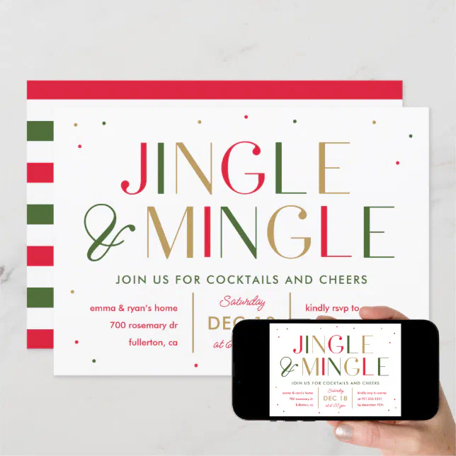 Jingle and Mingle Christmas Party Invitation | Zazzle