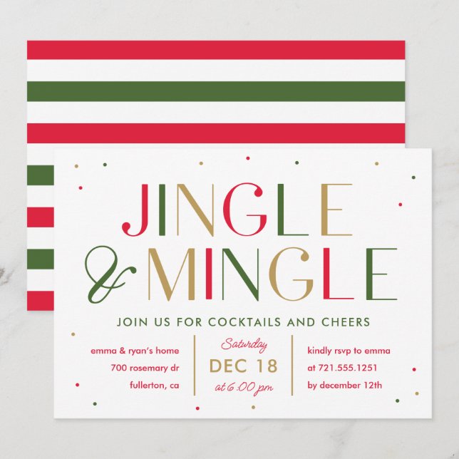Jingle and Mingle Christmas Party Invitation (Front/Back)