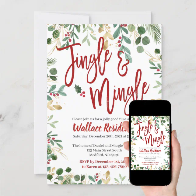 Jingle and Mingle Christmas Party Invitations | Zazzle