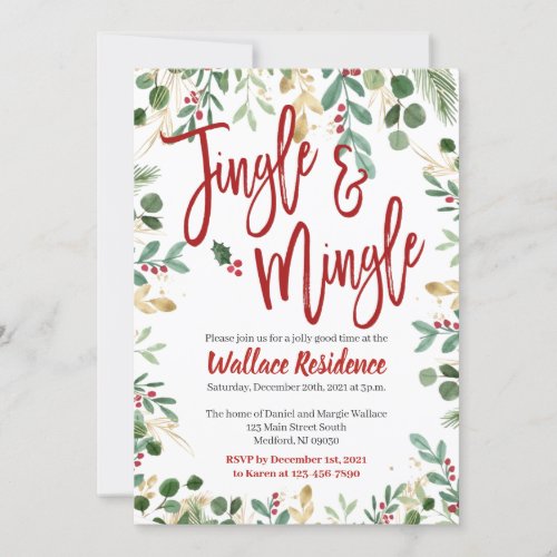 Jingle and Mingle Christmas Party Invitations